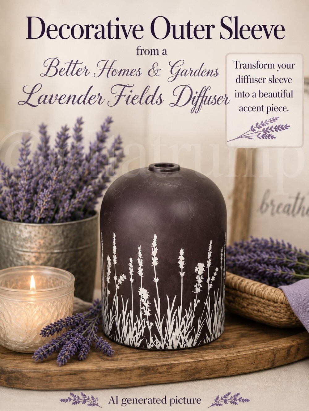 Glass Decorative Outer Sleeve Better Homes & Gardens Lavender Fields Diffuser se